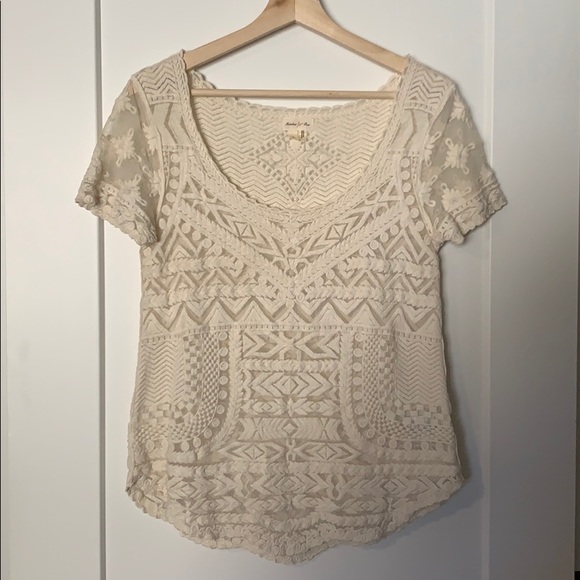 Anthropologie Lace Top | Anthropologie Crochet Top - Picture 2 of 7